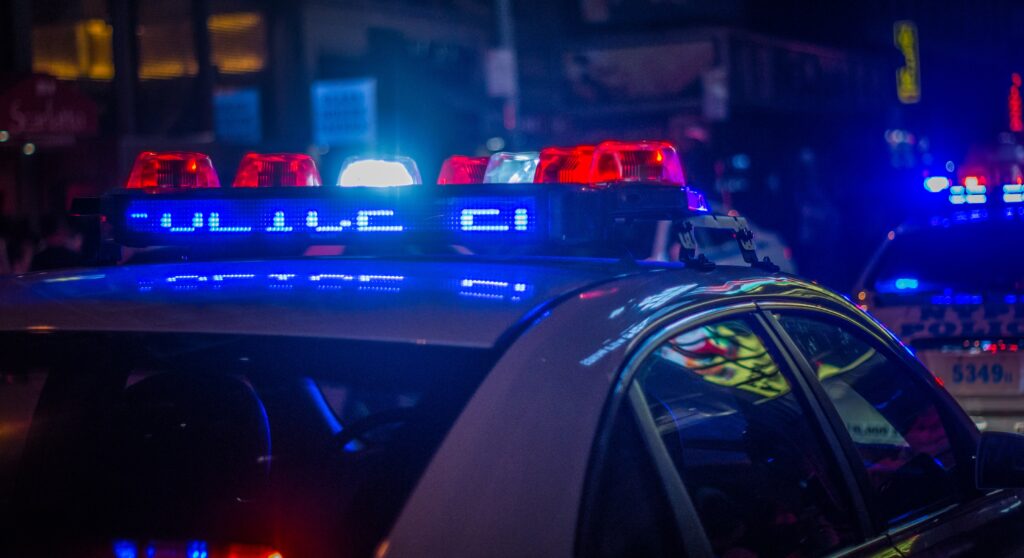 Blue Lights on Police Car